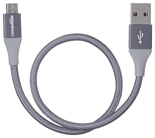 USB kabelis Micro 2.0 tipa neilona lādētājs 0,3 m pelēks cena un informācija | Savienotājkabeļi | 220.lv