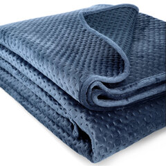 Samta gultas pārklājs ar reljefu, tumši zils, 200x220 cm цена и информация | Покрывала, пледы | 220.lv