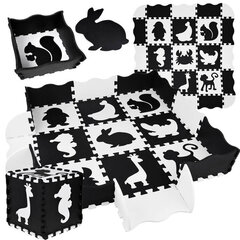 Пенопластовый коврик-пазл "Животные", черно-белый цена и информация | Развивающие коврики | 220.lv