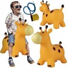 Надувной резиновый прыгун Жираф с насосом, желтый цена и информация | Игрушки для малышей | 220.lv