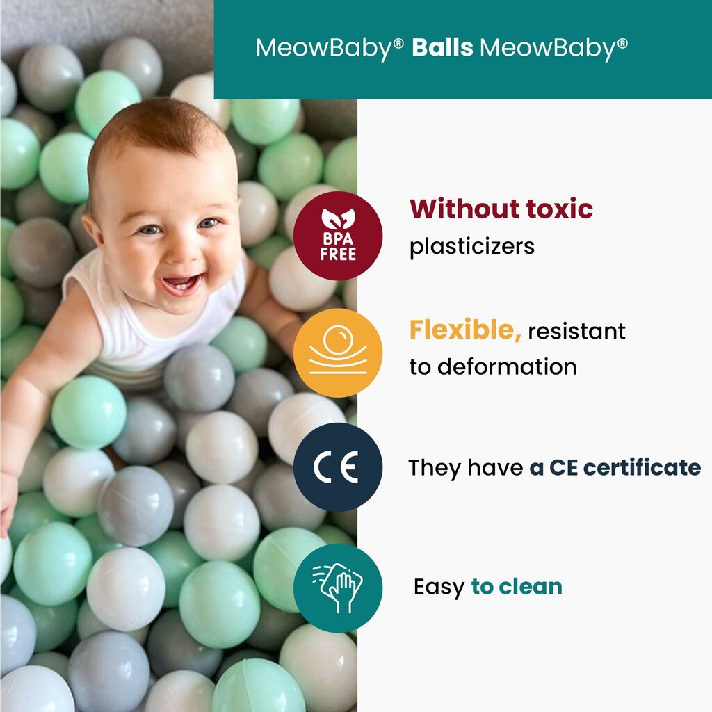 Apaļš baseins ar bumbiņām MeowBaby, 200 bumbiņas, oranža цена и информация | Rotaļlietas zīdaiņiem | 220.lv