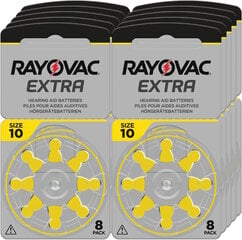 Rayovac A10 (PR70) dzirdes aparātu baterijas 10x8gab. cena un informācija | Baterijas | 220.lv