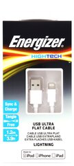 ENERGIZER HT plakans USB kabelis LIGHTNING CABLE balts, 1.2M cena un informācija | Savienotājkabeļi | 220.lv