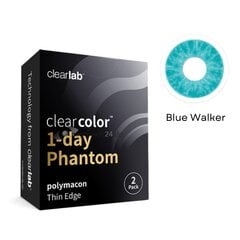 Krāsainās kontaktlēcas Clearcolor Phantom 1Day Blue Walker FN105N, zilas, 2 gab. cena un informācija | Kontaktlēcas | 220.lv