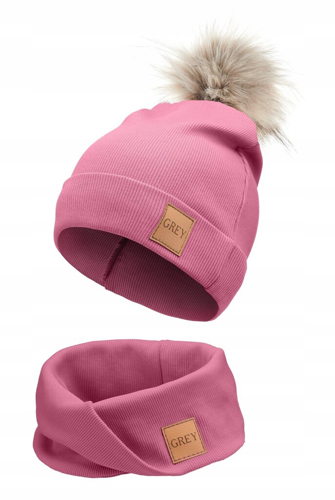 Cepures un kakla lentes komplekts, rozā cena un informācija | Zīdaiņu cepures, cimdi, šalles | 220.lv