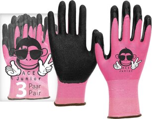 Перчатки рабочие детские Ace, розовые/черные, 3 шт. цена и информация | Рабочие перчатки | 220.lv