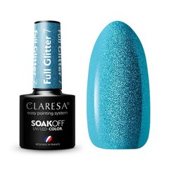 Стойкий гибридный гель лак для ногтей CLARESA FULL GLITTER 7, 5 г цена и информация | Лаки для ногтей, укрепители | 220.lv