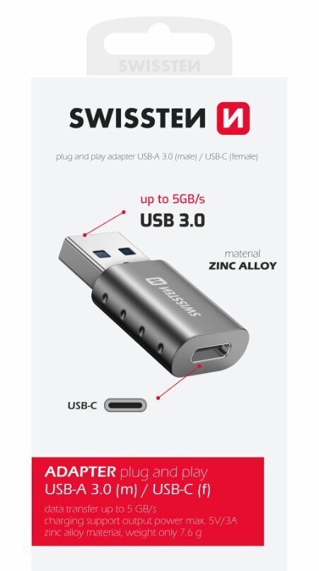 Swissten Adapteris USB-A / USB-C cena un informācija | Adapteri un USB centrmezgli | 220.lv