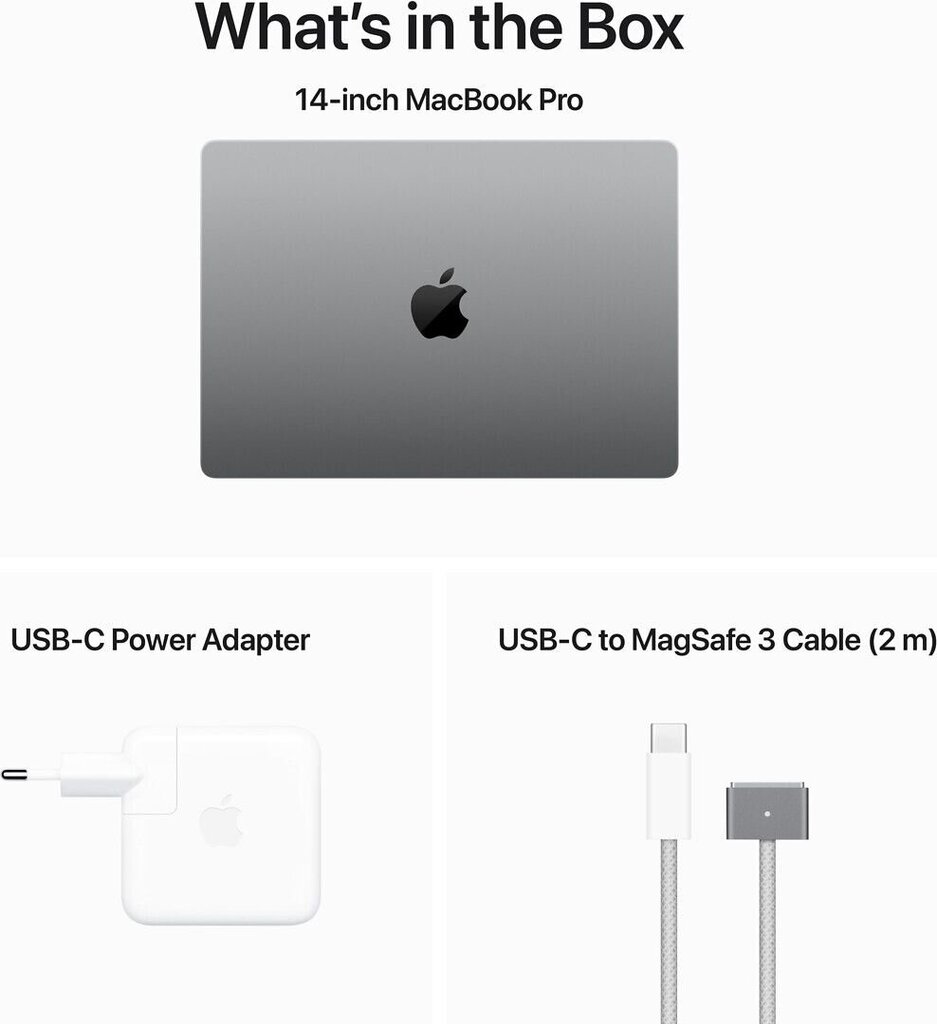 MacBook Pro 14" Apple M3 8C CPU, 10C GPU/8GB/1TB SSD/Silver/INT - MR7K3ZE/A cena un informācija | Portatīvie datori | 220.lv