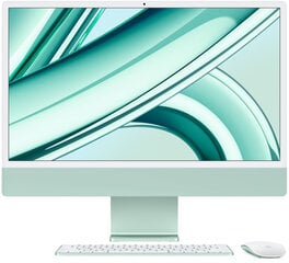 iMac 24” 4.5K Retina, Apple M3 8C CPU, 8C GPU/8GB/256GB SSD/Green/INT - MQRA3ZE/A cena un informācija | Stacionārie datori | 220.lv