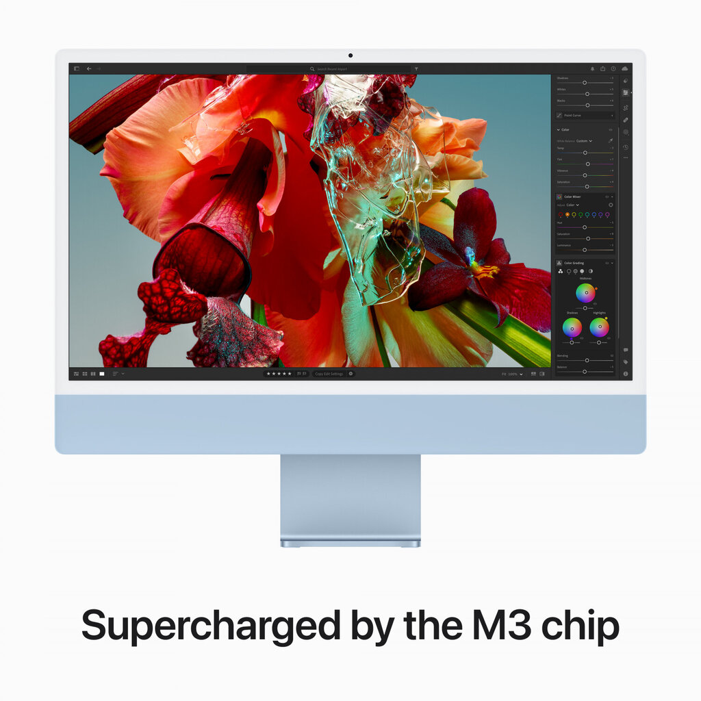 iMac 24” 4.5K Retina, Apple M3 8C CPU, 8C GPU/8GB/256GB SSD/Blue/INT - MQRC3ZE/A cena un informācija | Stacionārie datori | 220.lv