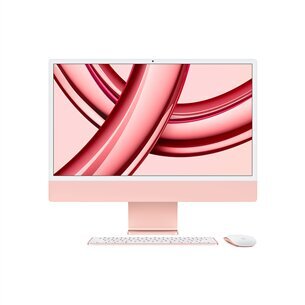 iMac 24” 4.5K Retina, Apple M3 8C CPU, 8C GPU/8GB/256GB SSD/Pink/SWE - MQRD3KS/A cena un informācija | Stacionārie datori | 220.lv