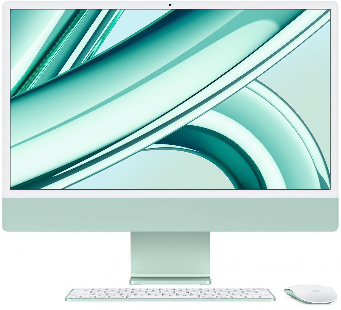 iMac 24” 4.5K Retina, Apple M3 8C CPU, 10C GPU/8GB/512GB SSD/Green/INT - MQRP3ZE/A cena un informācija | Stacionārie datori | 220.lv