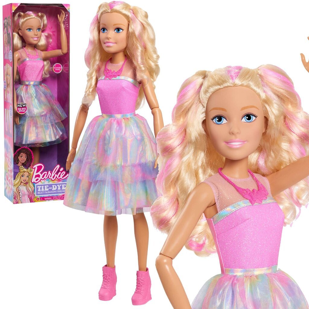 Lielā lelle Barbie blondīne ar modernu krāsainu apģērbu, 70 cm цена и информация | Rotaļlietas meitenēm | 220.lv