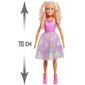 Lielā lelle Barbie blondīne ar modernu krāsainu apģērbu, 70 cm cena un informācija | Rotaļlietas meitenēm | 220.lv