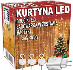 Ziemassvētku virtene, 3x3m, LED 300 cena un informācija | Ziemassvētku lampiņas, LED virtenes | 220.lv