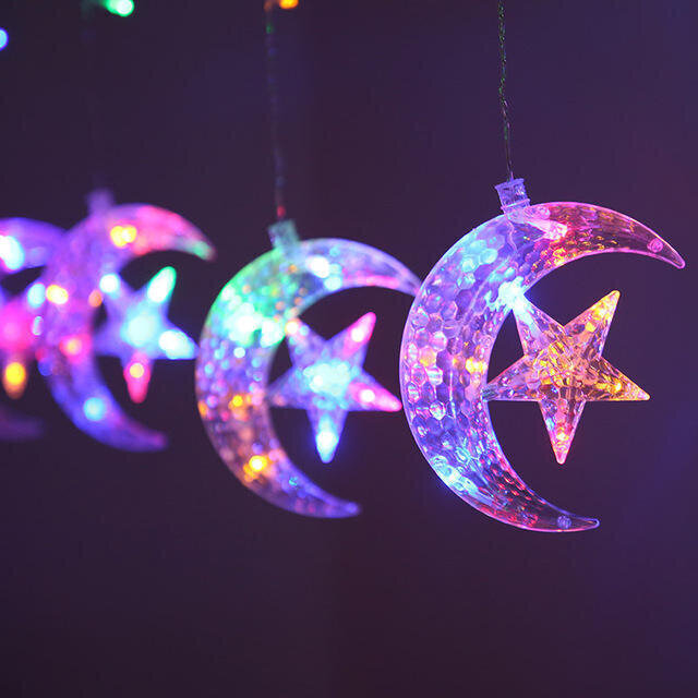 Ziemassvētku lampiņas ar 6 mēness rotājumiem un 12 zvaigznēm, 3m, 126 LED, LIVMAN CX-001 cena un informācija | Ziemassvētku lampiņas, LED virtenes | 220.lv
