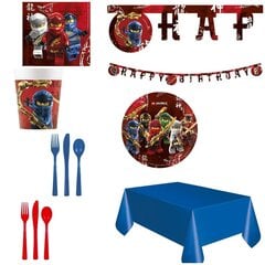 "Spiderman" комплект одноразовой посуды на 16 персон со скатертью, приборами и гирляндой цена и информация | Праздничная одноразовая посуда | 220.lv