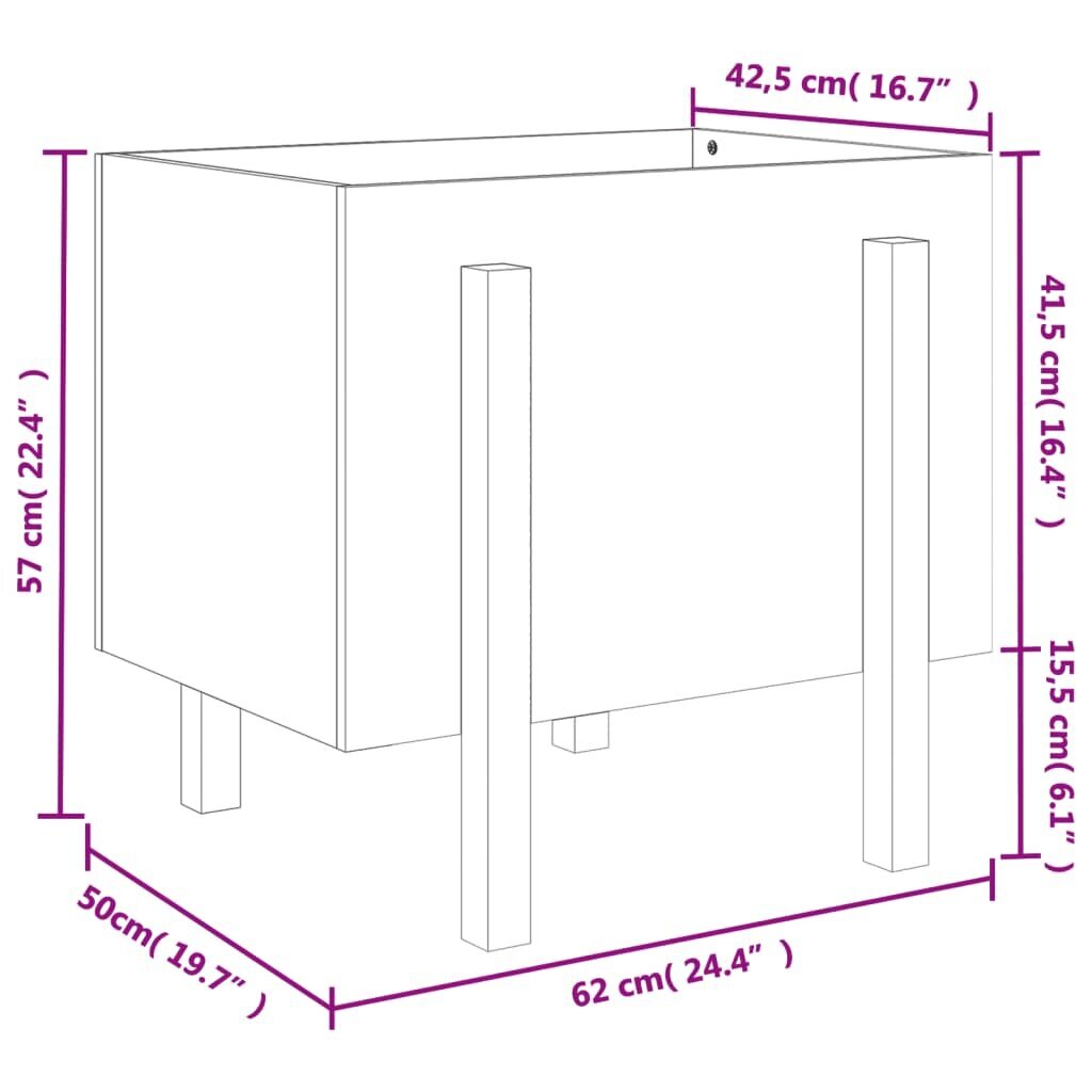 Dārza puķu kaste vidaXL, 62x50x57 cm, brūns cena un informācija | Balkona kastes | 220.lv