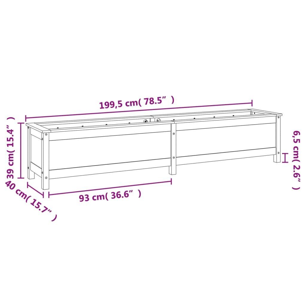 Dārza puķu kaste vidaXL, 199,5x40x39 cm, pelēks cena un informācija | Balkona kastes | 220.lv