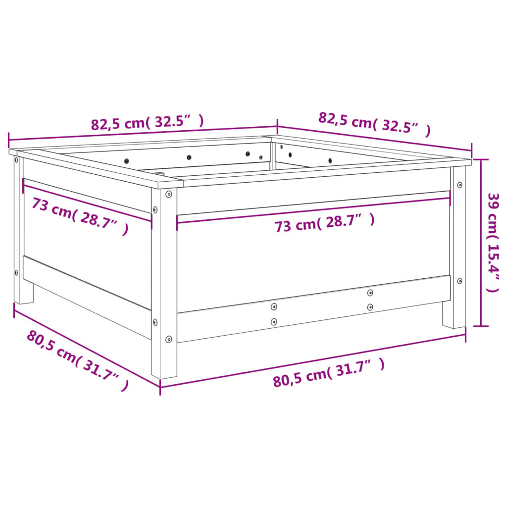 Dārza puķu kaste vidaXL, 82,5x82,5x39 cm, pelēks cena un informācija | Balkona kastes | 220.lv