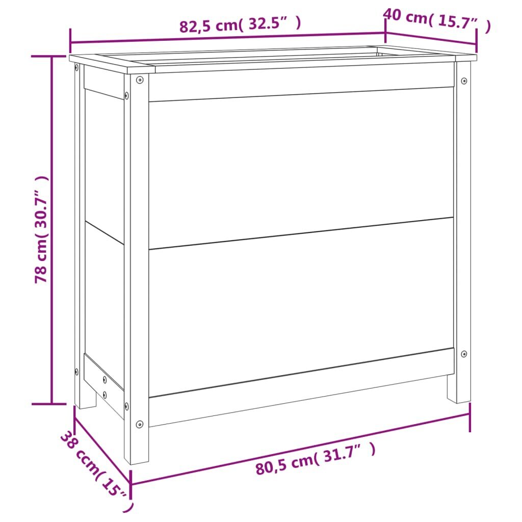 Dārza puķu kaste vidaXL, 82,5x40x78 cm, brūns cena un informācija | Balkona kastes | 220.lv