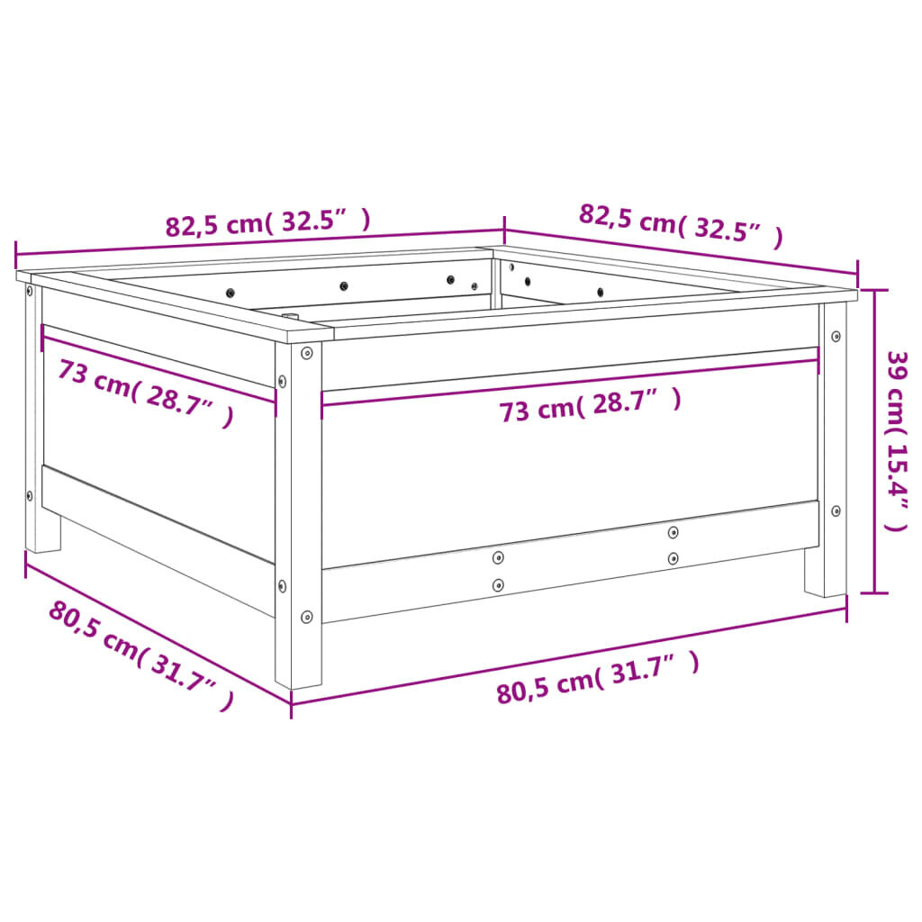 Dārza puķu kaste vidaXL, 82,5x82,5x39 cm, melns cena un informācija | Balkona kastes | 220.lv