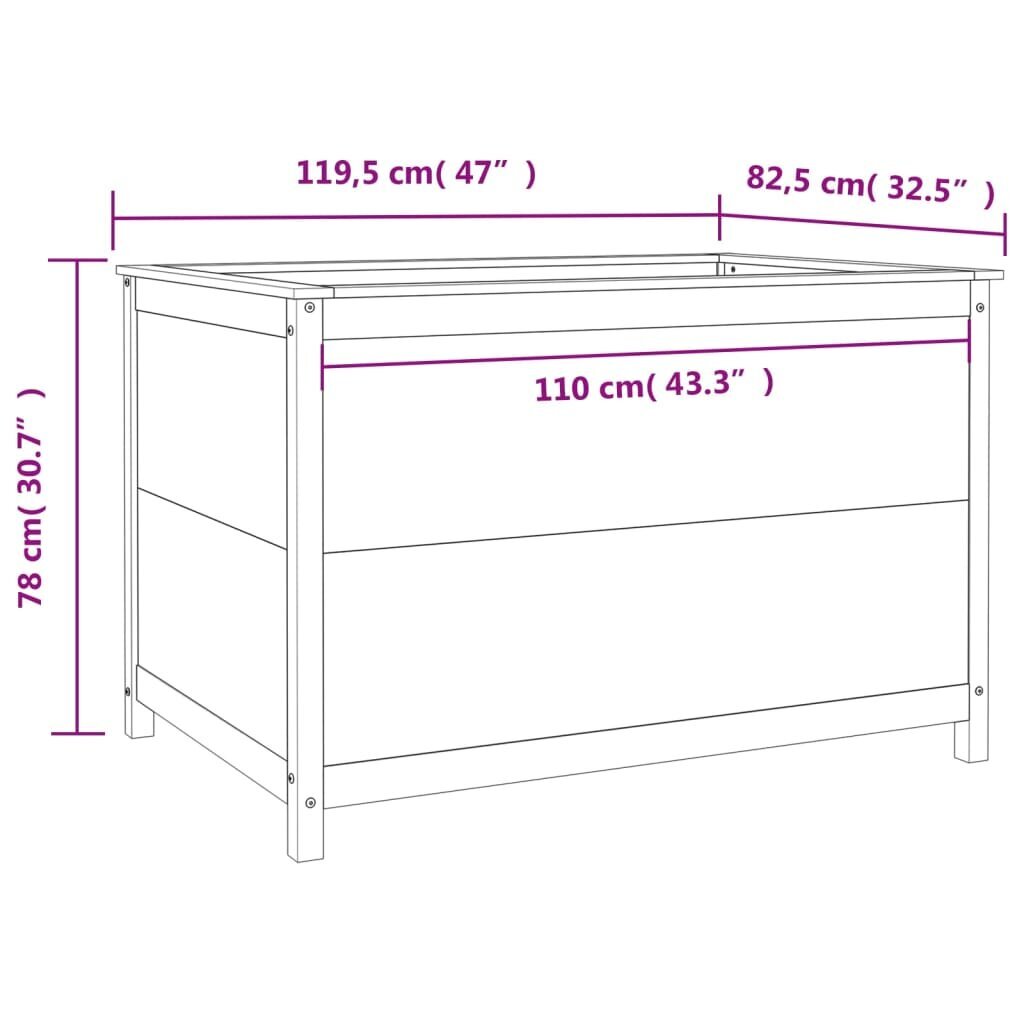 Dārza puķu kaste vidaXL, 119,5x82,5x78 cm, pelēks cena un informācija | Balkona kastes | 220.lv