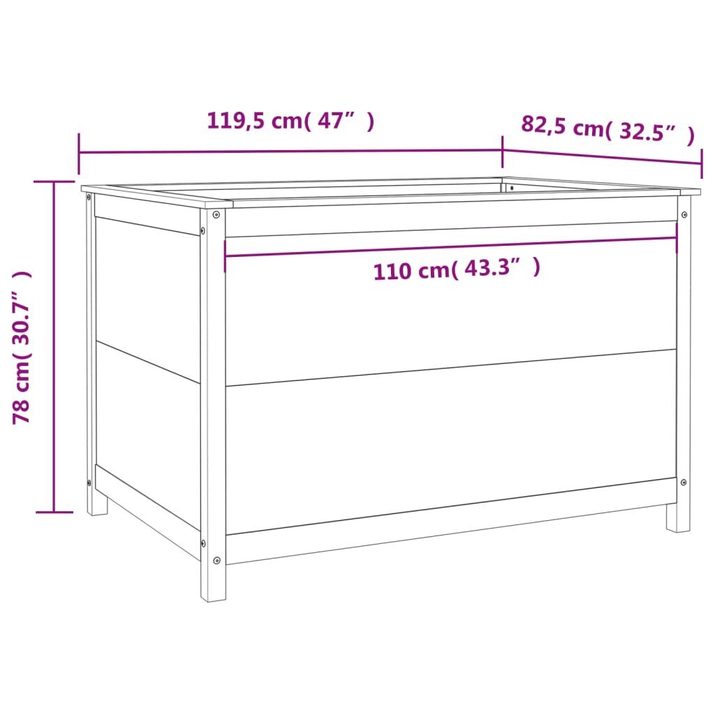 Dārza puķu kaste vidaXL, 119,5x82,5x78 cm, balts cena un informācija | Balkona kastes | 220.lv