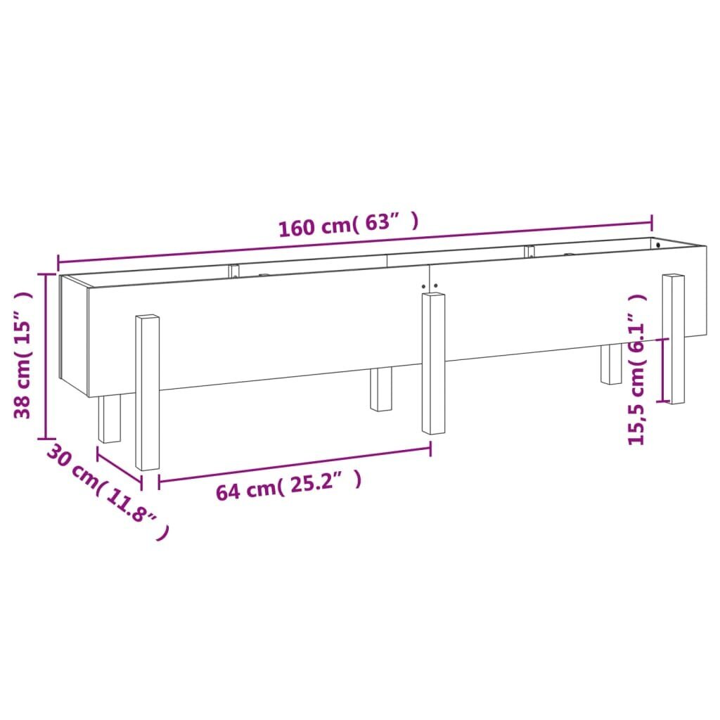 Dārza puķu kaste vidaXL, 160x30x38 cm, balts cena un informācija | Balkona kastes | 220.lv