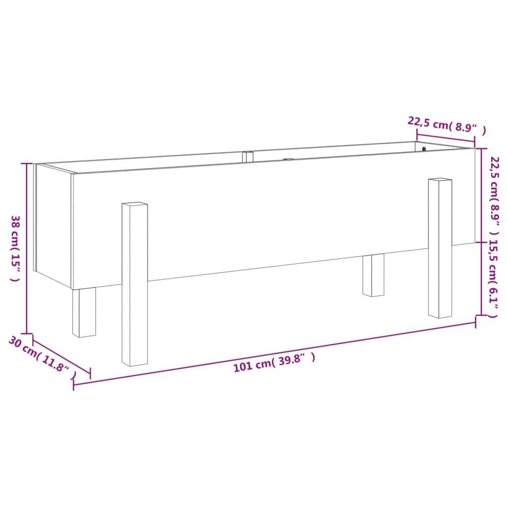 Dārza puķu kaste vidaXL, 101x30x38 cm, brūns cena un informācija | Balkona kastes | 220.lv