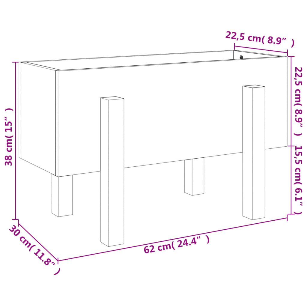 Dārza puķu kaste vidaXL, 62x30x38 cm, brūns cena un informācija | Balkona kastes | 220.lv