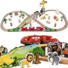 Деревянная железная дорога с аксессуарами Kruzzel цена и информация | Игрушки для мальчиков | 220.lv
