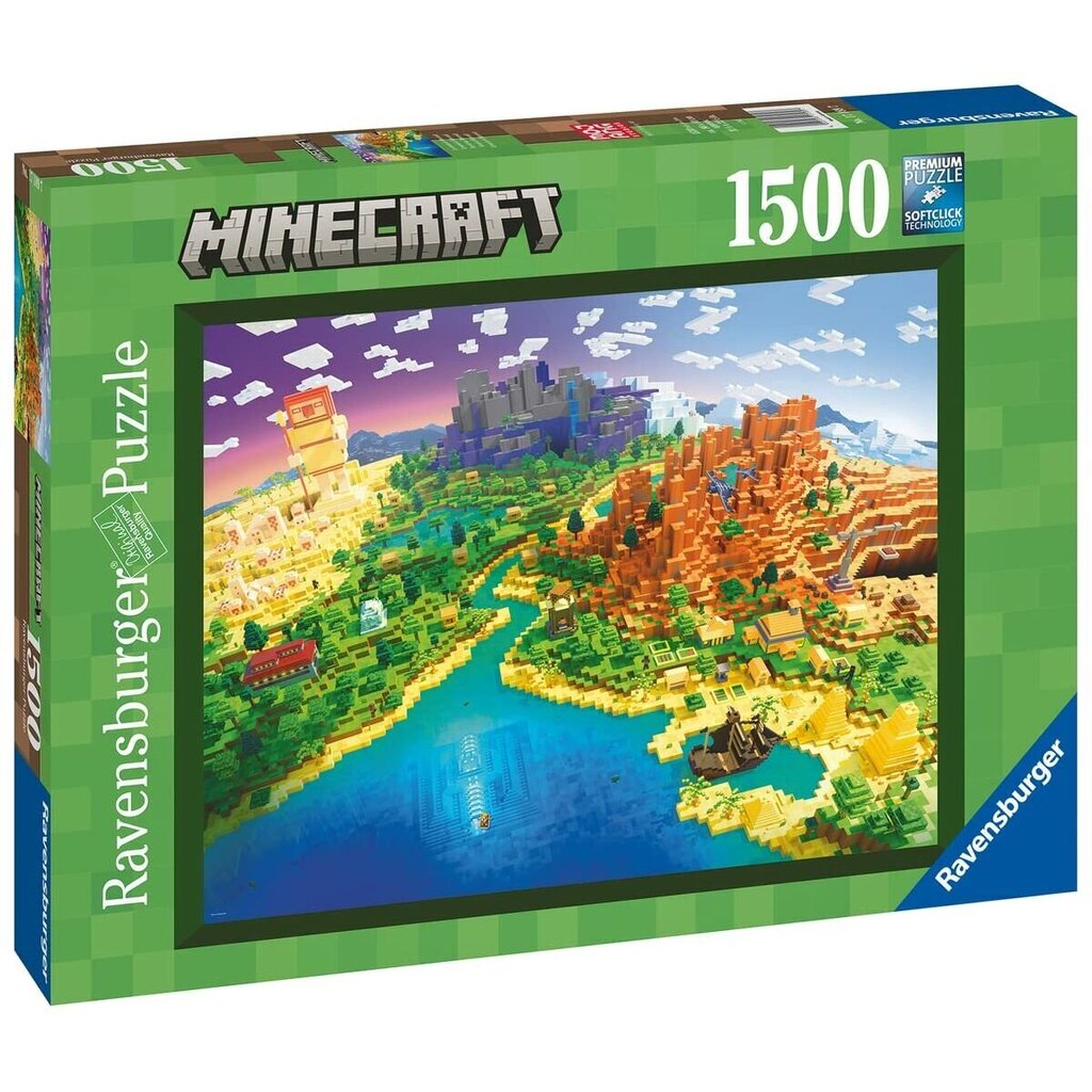 Головоломка Ravensburger Мир Minecraft, 1500 деталей цена | 220.lv