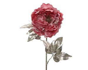 Mākslīgā roze, rozā/sudraba cena un informācija | Mākslīgie ziedi | 220.lv