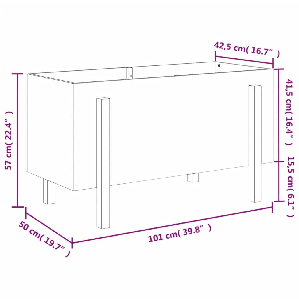 Dārza puķu kaste vidaXL, 101x50x57 cm, balts cena un informācija | Balkona kastes | 220.lv