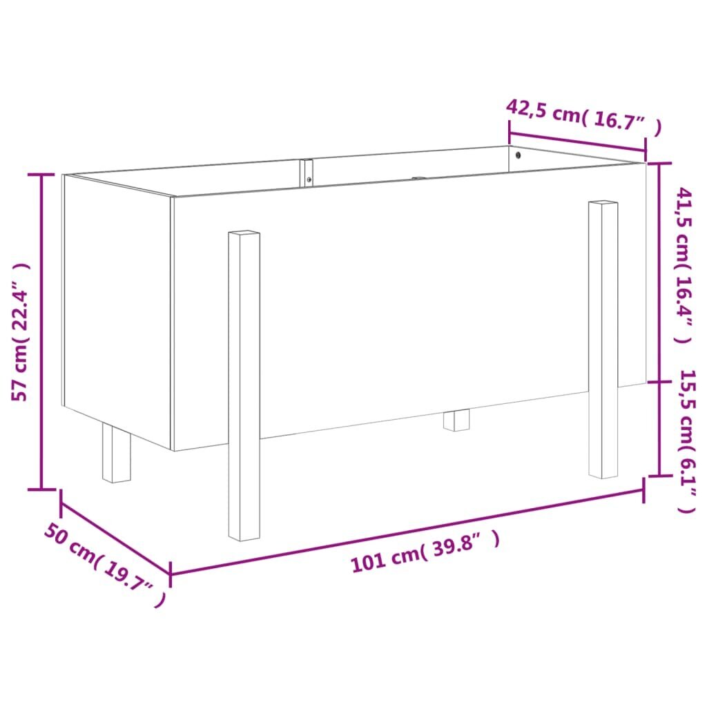 Dārza puķu kaste vidaXL, 101x50x57 cm, brūns cena un informācija | Balkona kastes | 220.lv