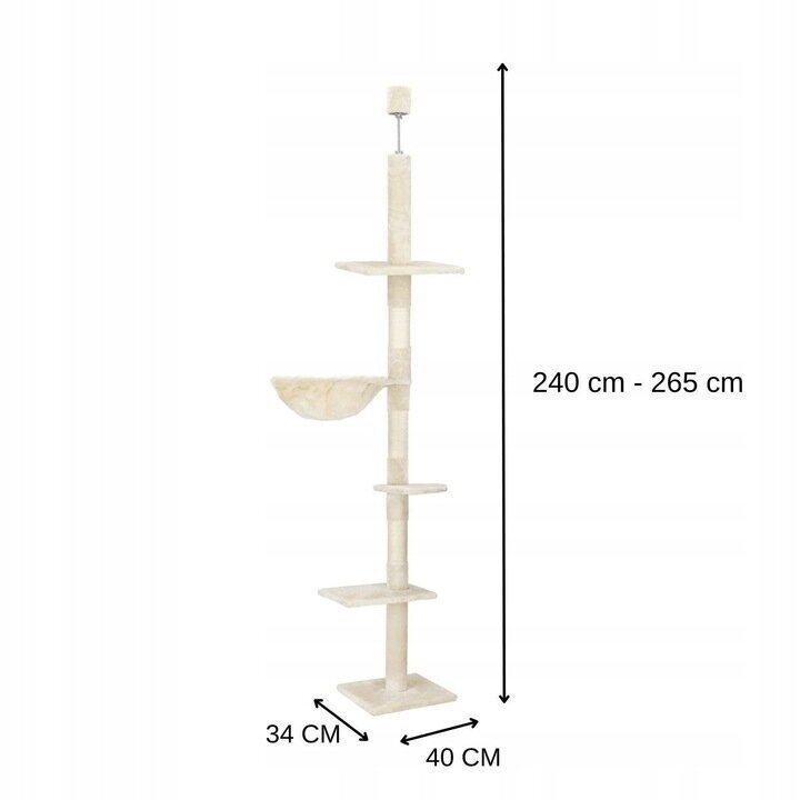 Kaķu māja Springos PA1052, 265 cm, bēša cena un informācija | Kaķu mājas, nagu asināmie | 220.lv