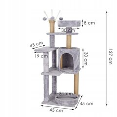 Kaķa māja Springos PA1048, 127 cm, pelēka цена и информация | Когтеточки | 220.lv