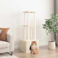 vidaXL kaķu māja ar sizala stabiem nagu asināšanai, 133,5 cm, bēša cena un informācija | Kaķu mājas, nagu asināmie | 220.lv