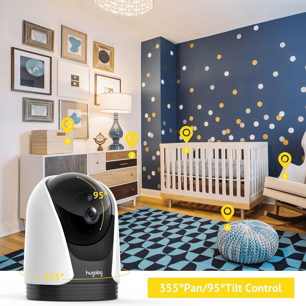 Mazuļu monitors Hugolog Camera Baby Monitor 2K Wi-Fi cena un informācija | Radio un video aukles | 220.lv