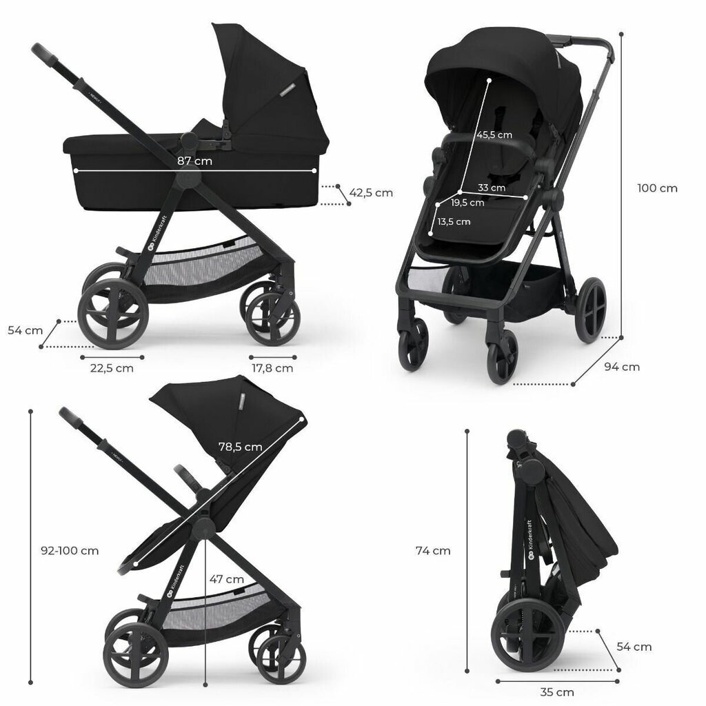 Universālie rati Kinderkraft newly 3in1, Mink pro black cena un informācija | Bērnu rati | 220.lv