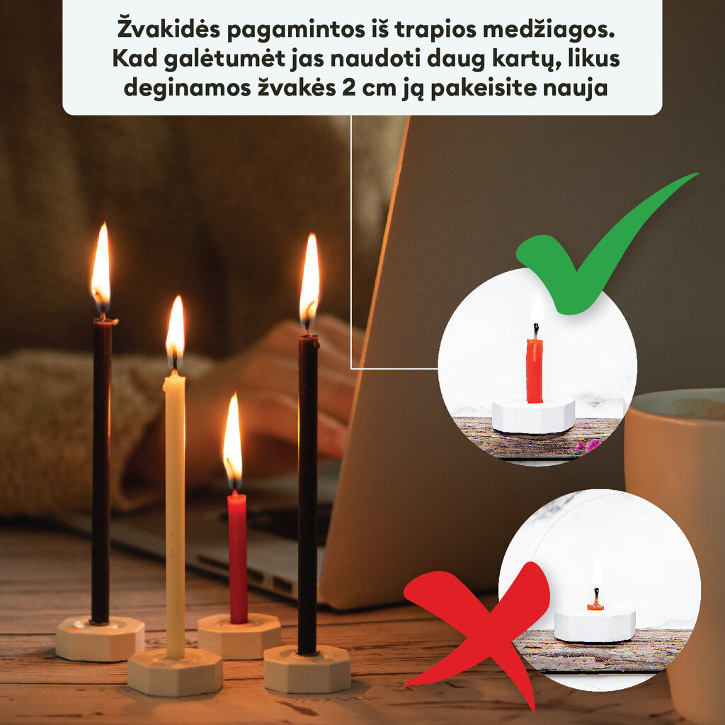 Baznīcas vaska sveces dzeltenā krāsā BlueBee Candles 100 gab + 4 statīvi svecēm cena un informācija | Sveces un svečturi | 220.lv