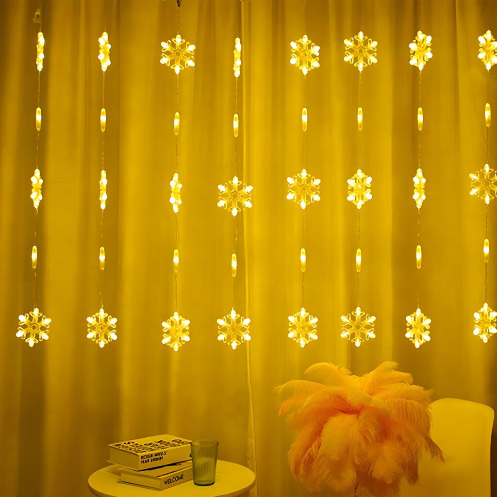Ziemassvētku lampiņas ar 24 sniegpārslām un 16 ovālām lampiņām, 3m, 160 LED, LIVMAN CX-004 cena un informācija | Ziemassvētku lampiņas, LED virtenes | 220.lv