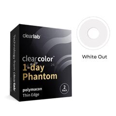 Цветные Однодневные Контактные Линзы Clearcolor Phantom 1Day White Out FN103N R8.60 D14.5, белые, 2 линзы цена и информация | Контактные линзы | 220.lv