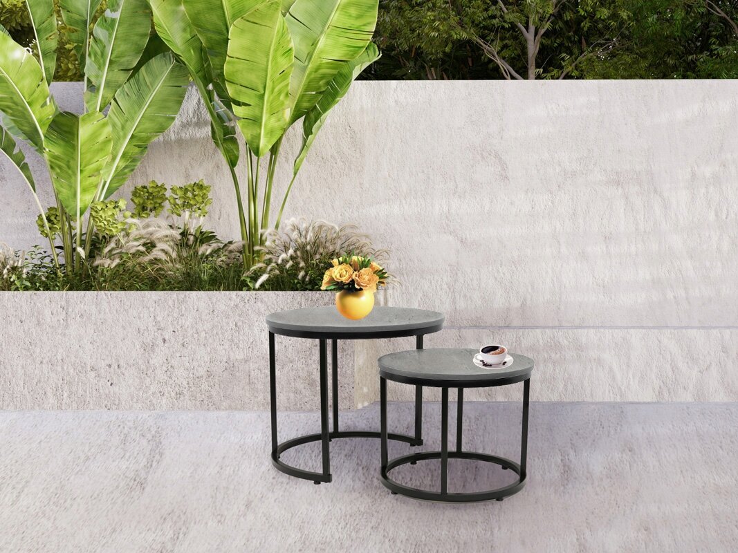 Kafijas galdiņu komplekts Kontrast SK102B, 2 gab. betons cena un informācija | Žurnālgaldiņi | 220.lv