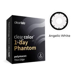 Krāsainās kontaktlēcas Clearcolor Phantom 1Day Angelic White FN104N, baltas / melnas, 2 gab. cena un informācija | Kontaktlēcas | 220.lv