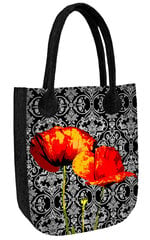 Mākslīgā filca rokassoma sievietēm City Poppies Black цена и информация | Женские сумки | 220.lv