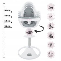 Bērnu barošanas krēsls Moby System Flora, pelēks/balts, 1 gab. цена и информация | Стульчики для кормления | 220.lv