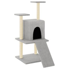 vidaXL kaķu māja ar sizala stabiem nagu asināšanai, 110 cm, pelēka cena un informācija | Kaķu mājas, nagu asināmie | 220.lv